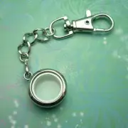 Silver Key Ring Small Round Locket - Floating Keepsake Locket