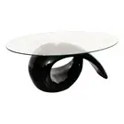 Coffee Table Accent Table with Oval Glass Top High Gloss White/Black vidaXL