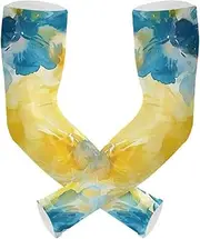 [Yoogain] UV Protection Sleeves Youth Boys Abstract Watercolor Flower Lemon Yellow Light Blue Baseball Sleeves Outdoor Sports & Outdoor Working Strong Air Permeability cubre brazos, Abstract Watercolor Flower