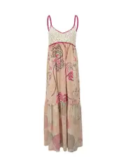 Floral Printed Crochet Accent Maxi Dress