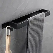 Towel Racks with Hook for Bathroom,Self-Adhesive Towel Bar Wall Mounted SUS304 Stainless Steel No Drill Towel Holders for Toilet Bathroom,Kitchen(Black/Chrome/