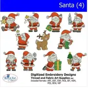 Embroidery Design Set - Santa (4) - 10 Designs - 9 Formats - USB Stick