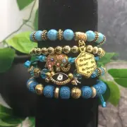 5 PC Handmade Bohemian Beaded Stackable Stretch Bracelet Set New 9852