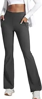 [Generic] Wide Leg Yoga Pants for Women High Waist Open Bottom Workout Joggers Sweatpants Tummy Control Trousers with Pockets