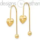Designs by Nathan | 14k Yellow Gold Puffed Heart withScrew End Threader Earrings