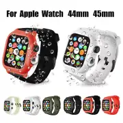 Sport Silicone Strap for Apple Watch iWatch Series 7 8 45mm 44mm Waterproof Case