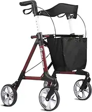 WHLLICKS Rollator Walkers for Seniors with Seat, Drive Walker for Seniors Foldable, Andador para Adultos Mayores,Medline Rollator Walker with Seat (Burgundy)