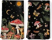 Arquiel Mushroom Tea Towels, Cotton Kitchen Towel 18.9 × 27.5 inch, Quick Drying Dish Cloth for Party Anniversary Holiday Decoration Housewarming Gifts