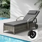 Livsip Removable Sun Lounge Wheeled Outdoor Furniture Wicker Day Bed Patio Ga...