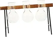 WEKADRIN 1 Set Hydroponics Plant Terrarium Glass Vases with Wooden Stand for Desktop Decoration Elegant Flower Propagation Station for Home Office