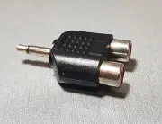 1PCS 2 RCA Female to 3.5mm Mono Plug Adapter