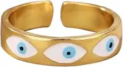 [DAXWEV] Turkish Evil Eye Ring Open Ring for Women Men,Rainbow Zircon Party Ring Female(Adjustable Rings)