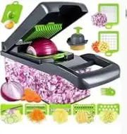 Vegetable Chopper, 16-in-1 Multifunctional Slicer with 8 Blades, Onion Carrot Dicer, Egg Separator, Potato Peeler, Salad Cutter, Colander Strainer, Container for Veggies