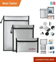 Upgraded Fire & Water Resistant Document Bags - 3 Sizes for Valuables Storage