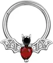 [Blue Palm Jewelry] 1-16 Gauge Green/Red Bat or Red Spider Septum Nose Ear Lip Ring Stainless Steel Helix Tragus Piercing Jewelry