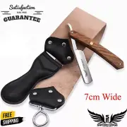 BARBER SALON STRAIGHT CUT THROAT RAZOR WITH LEATHER STROP 7cm SHARPENING BELT AU