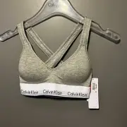 Calvin Klein Women’s XSmall Grey Racerback Icon Cotton Modal Padded Bralette