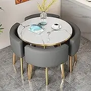 Modern 4 Piece Dining Table Set for Office Reception and Business Negotiation Round/Square Table with Chairs for Kitchen or Conference Room