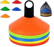 Soccer Cones (50 Pcs) Disc Cone Agility Soccer Cones with Carry Bag and Holder for Training