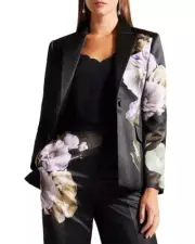 Ted Baker Nayaa Satin Single Breasted Blazer Jacket Size 2 MSRP: $425.00