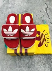 Authentic Gucci GG/Adidas Red Mens Platform Sandal/Slide US10.5 EU44 GUCCI 10