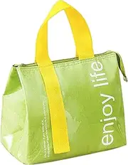 [NNAKLLI] Water-Proof Lunch Bag with Zipper Insulated Lunch Box Soft Cooler Cooling Tote Bags for Adult Men Women Teens for Traveling (Green)