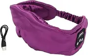 Grcfumo Wireless Music Eye Cover, Smart Night Sleep Bluetooth Eyeshade, Comfort Light Blocking Eyeshade Thin Headset for Better Sleep (Purple)