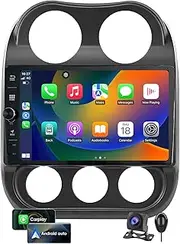 Android Radio For Jeep Compass Patriot 2010-2016 Stereo With control knob Head Unit 10.1-Inch 1280*800 HD Touch Screen with Android Auto CarPlay 5G WiFi GPS Navigation Bluetooth DSP Backup AHD Camera