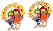 BATHVEVE 2Pcs Halloween Scarecrow Wreaths Decorative Hanging Garlands for Spooky Door Ornament for Halloween Decorations