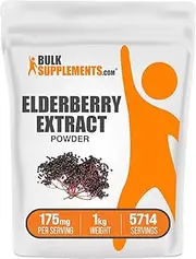 BulkSupplements.com Elderberry Extract Powder - Elderberry Supplements, from Black Elderberry - for Immune Support, Gluten Free - 175mg per Serving, 1kg (2.2 lbs) (Pack of 1)