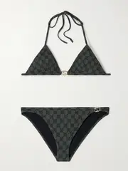 [Gucci] Gucci - Embellished Printed Bikini - Black - M M Black