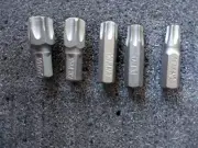 5x 5/16" (8mm) Hex shank screwdriver bits:TORX TORQUE T60 T55 T50 T45 T40. CRV