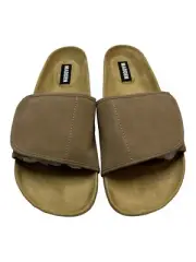 Madden Men Mens 12 Taisto Slide Sandals Taupe Suede Hook And Loop Comfort