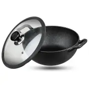 New Vinod Legacy Pre Seasoned Cast Iron Kadai & Glass Lid, 22cm, 2.4L- Free Post