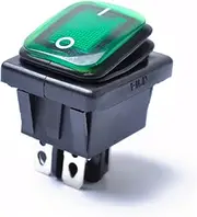 POPETPOP 12V Rocker Toggle Off Pin LED Latching Switch for Car and Boat with Green Light Indicator