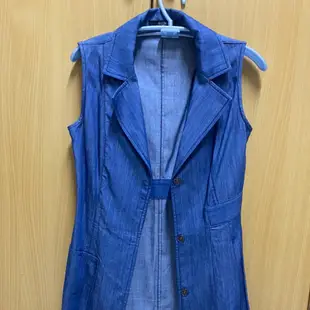 韓版藍色系單寧牛仔IROO MOMA SO NICE款長版罩衫式洋裝襯衫S號