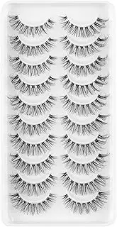 Clear Band Half False EyeLashes Natural Look Wispy Cat Eye Short Fake lashes (AZMG17)