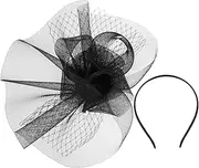 [LOORGVEL] Fascinator Hair Decor for Women Mesh Plume Headband Headpiece for Women Fascinator Headband Black Hair Accessories