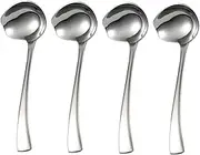 UTHCLO 4pcs Mirror Polished Stainless Steel Sauce Spoons Large Serving Spoon for Soup Pasta Thanksgiving Cocktail Mixing