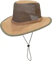 [KorhLeoh] Mesh Cowboy Sun Hats for Men Soaker Golf Adjustable Wide-Brim Fishing Caps Outdoor Summer Beach Sun Hats