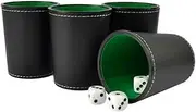 5Pcs PU Leather Dice Cup Set with 20 Dot Dices Exquisite Hand Feeling Black Shaking Box for Bar Home, for Longer Term Use, Good for Party, Travel