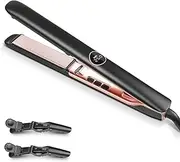 Hair Straightener, 1.2 Inch Flat Iron Hair Straightener and Curler 2 in 1, Professional Ionic Titanium Dual Voltage Flat Iron with Anti-Iron Silicone for Less Frizz, Shinier & Smoother Hair(LCD Display)