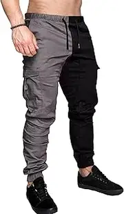 [Generic] Men's Color Block Stylish Joggers Pants Elastic Waist Comfort Sweatpants Pants Casual Lightweight Outdoor Trousers