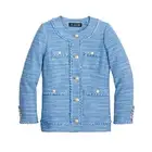 NWT J.Crew Long Lady Jacket in Bright Peri Blue Sequin Tweed Gold Buttons 4