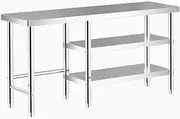 GUAWJRZDP Stainless Steel Prep Table, Stainless Steel Kitchen Worktop, Food Prep Worktable, Commercial Heavy Duty Worktables Workstations, Metal Table for Kitchen, Restaurant, Home(L120xW40cm/47.2x15.