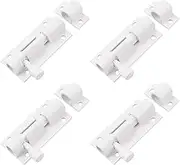 MOROBOR Door Security Slide Latch, 2 Inch Thickened Stainless Steel Sliding Door Lock with Screw Sliding Door Bolt Lock for Home Yard (White, 4 Pieces)