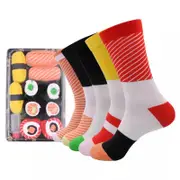 ANYSOX 5 Pairs Multi-color Size 5-11 Fashion Socks With Sushi Happy Harajuku Skate Cotton Comfortable To Wear Perfect For Christmas Gift