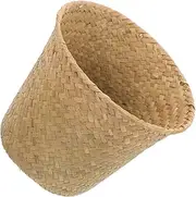WEKADRIN Hand Woven Seagrass Storage Basket for Organizing Items Natural Decorative Waste Basket for Home Office and Nursery and Functional