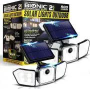 Bionic Flood Light 2 Pk Motion Sensor Outdoor Lights 500 Lumens Solar Motion Lig