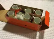 L. Tackett TACK Porcelain Diablo Footed Demitasse Espresso 6 Cups + 5 Saucers